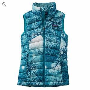 Patagonia Tree Pattern Quilted Puffy Duckdown Nature Walk Vest Girl’s Large 12